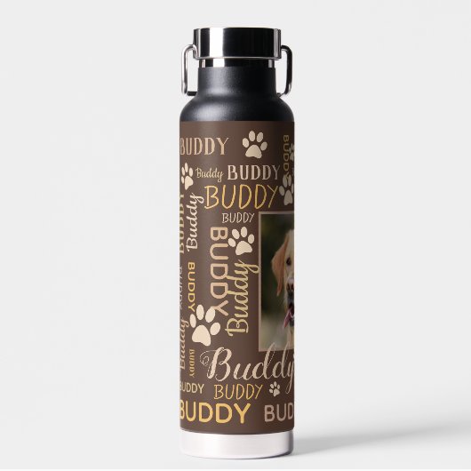 Persoonlijke fotonamen | Bruine hond Waterfles (Voorkant)