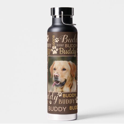 Persoonlijke fotonamen | Bruine hond Waterfles (Links)