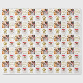Persoonlijke foto's 2 Pet Dog Puppy White Gold Paw Cadeaupapier (Vlak)