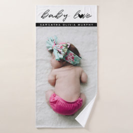 Persoonlijke foto's Baby-liefde en -namen herinner Badhanddoek