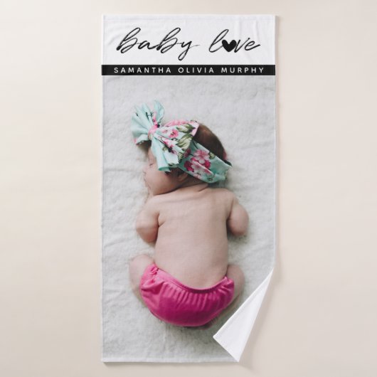 Persoonlijke foto's Baby-liefde en -namen herinner Badhanddoek (Badhanddoek)