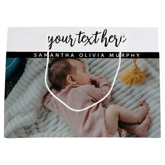 Persoonlijke foto's Baby-liefde en -namen herinner Groot Cadeauzakje (Voorkant)