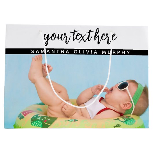 Persoonlijke foto's Baby-liefde en -namen herinner Groot Cadeauzakje (Achterkant)