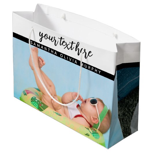 Persoonlijke foto's Baby-liefde en -namen herinner Groot Cadeauzakje (Achterkant Gekanteld)