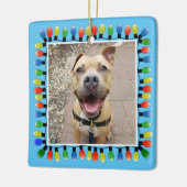 Persoonlijke foto's Blauw dubbelzijdig Keramisch Ornament (Links)