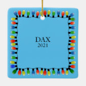 Persoonlijke foto's Blauw dubbelzijdig Keramisch Ornament (Achterkant)