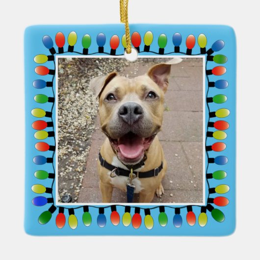 Persoonlijke foto's Blauw dubbelzijdig Keramisch Ornament (Voorkant)