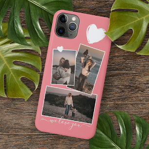 Persoonlijke foto's en hart op blush perzik roze Case-Mate iPhone case