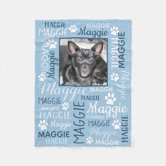 Persoonlijke foto's en namen | Blue Dog Blanket Fleece Deken (Voorkant)