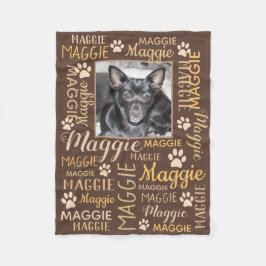 Persoonlijke foto's en namen | Bruine Dog Blanket Fleece Deken