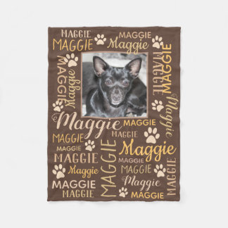 Persoonlijke foto's en namen | Bruine Dog Blanket Fleece Deken