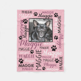 Persoonlijke foto's en namen | Roze Dog Blanket Fleece Deken