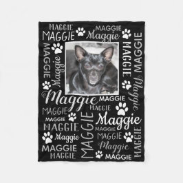 Persoonlijke foto's en namen | Zwarte Dog Blanket Fleece Deken