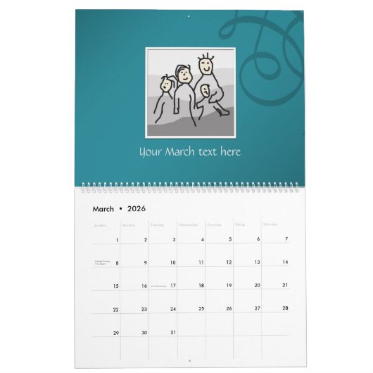 Persoonlijke foto's en tekst 20XX Kalender (Mar 2026)