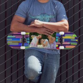 Persoonlijke foto's en tekst kleurrijke achtergron persoonlijk skateboard