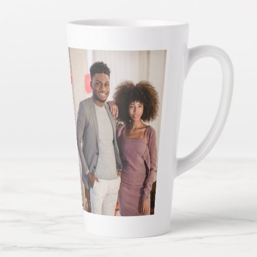 Persoonlijke foto's en tekst latte mok (Rechts)