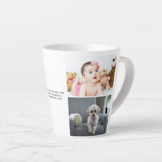 Persoonlijke foto's en tekst latte mok (Rechterhoek)