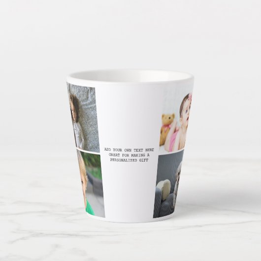 Persoonlijke foto's en tekst latte mok (Voorkant)