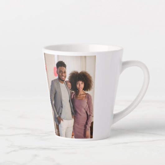 Persoonlijke foto's en tekst latte mok (Rechts)