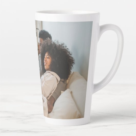 Persoonlijke foto's en tekst latte mok (Rechts)