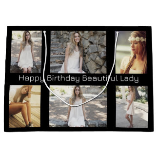 Persoonlijke foto's en tekst meerdere keren groot cadeauzakje