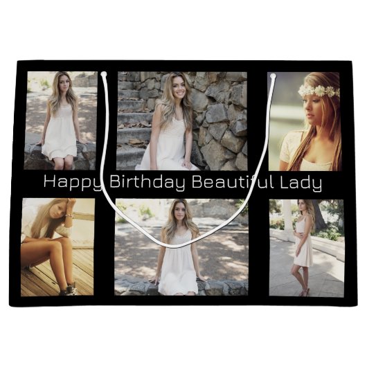 Persoonlijke foto's en tekst meerdere keren groot cadeauzakje (Voorkant)