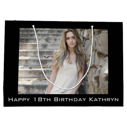 Persoonlijke foto's en tekst meerdere keren groot cadeauzakje (Achterkant)