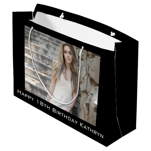 Persoonlijke foto's en tekst meerdere keren groot cadeauzakje (Achterkant Gekanteld)