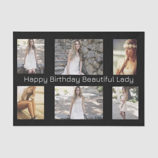 Persoonlijke foto's en tekst voor meerdere gelegen tissuepapier (Voorkant)