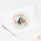 Persoonlijke foto's Floral Lijst met Bride Groom Ronde Sticker (Envelop)