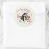 Persoonlijke foto's Floral Lijst met Bride Groom Ronde Sticker (Tas)