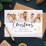 Persoonlijke foto's kerstfeestdag groet kaart<br><div class="desc">Gebruik deze elegante moderne kerstkaarten met uw eigen foto's,  naam en persoonlijke feestdagen om uw vrienden en familie een prettige kerst te wensen. U kunt het patroon en de kleur van de rug zelfs veranderen.</div>