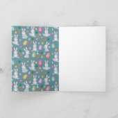 Persoonlijke foto's Kute Blue Easter Bunny Rabbit Feestdagen Kaart (Binnen)