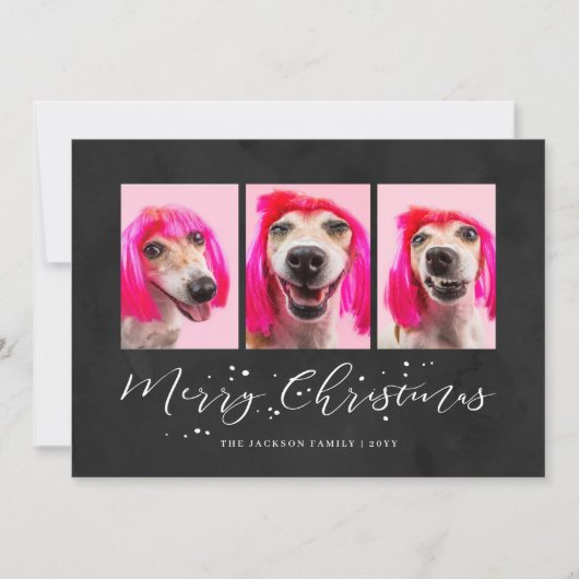 Persoonlijke foto's met kerstfeestdag 3 feestdagenkaart (Voorkant)