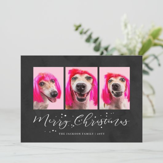 Persoonlijke foto's met kerstfeestdag 3 feestdagenkaart (Staand voorkant)
