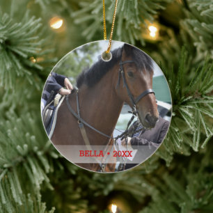 Persoonlijke foto's van Pet Horse en naam kerstboo Keramisch Ornament