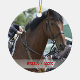 Persoonlijke foto's van Pet Horse en naam kerstboo Keramisch Ornament