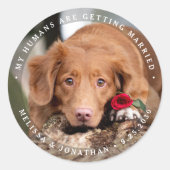 Persoonlijke foto's Verloving Dog Wedding Ronde Sticker (Voorkant)