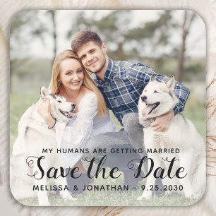 Persoonlijke foto's Verloving Dog Wedding Vierkante Sticker