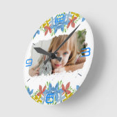 Persoonlijke foto's Waterverf Floral Ronde Klok (Hoek)