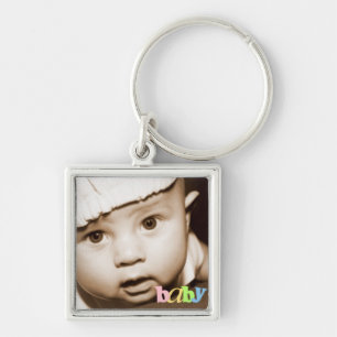 Persoonlijke Fotosleutelhanger "Baby" in Regenboog Sleutelhanger