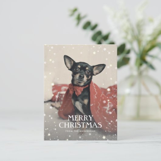 Persoonlijke fotosterren Sneeuwkerst Feestdagenkaart (Staand voorkant)