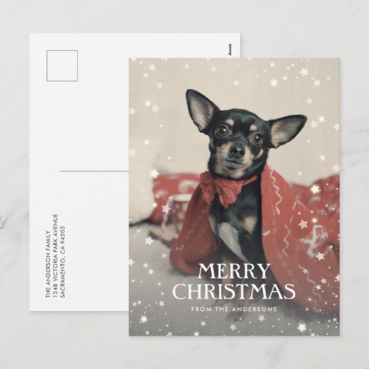 Persoonlijke fotosterren Sneeuwkerst Feestdagenkaart (Voorkant / Achterkant)