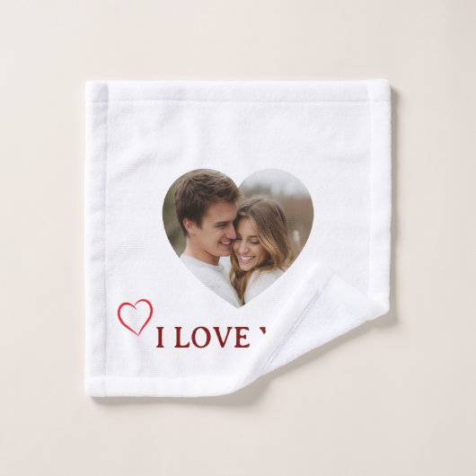 Persoonlijke fotovalentijnsdag handdoek (Wasdoekje)