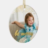 Persoonlijke fotoversiering | nors | goud keramisch ornament (Rechts)