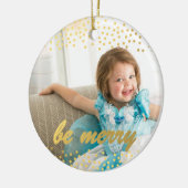 Persoonlijke fotoversiering | nors | goud keramisch ornament (Links)