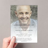 Persoonlijke fotoviering van het leven begrafenis acryl uitnodigingen (Insitu (Draagbaar))