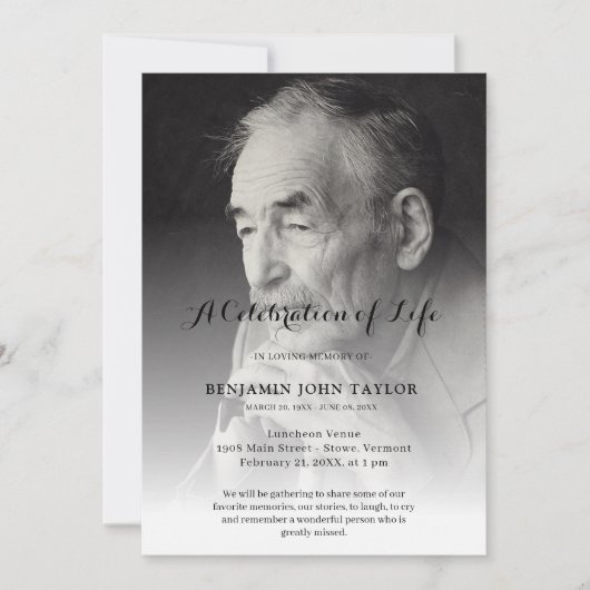 Persoonlijke fotoviering van het leven begrafenis kaart (Voorkant)