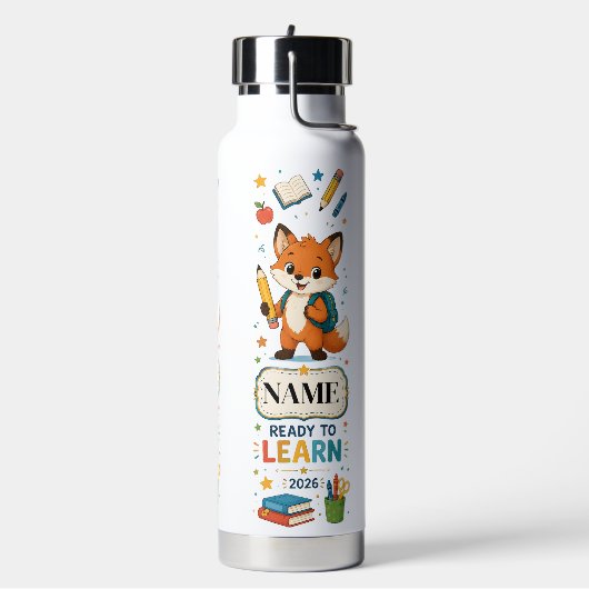 Persoonlijke Fox Kids Waterfles Terug Naar School (Links)