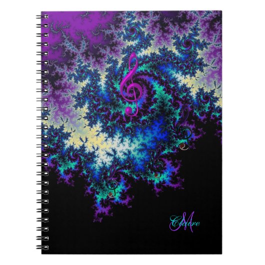 Persoonlijke fractale Music Clef Journal-laptop Notitieboek (Voorkant)